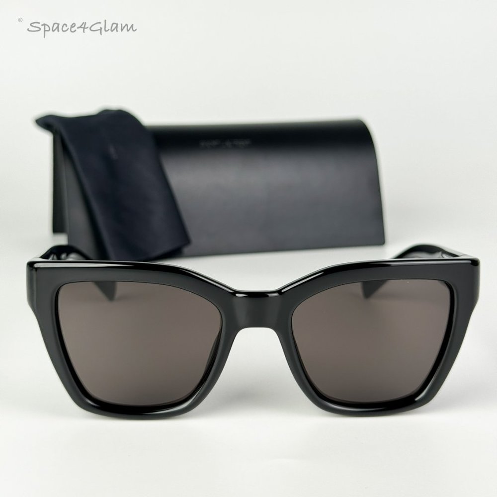 BRAND NEW Saint Laurent SL641 001 Black Cat Eye Unisex Sunglasses - Picture 3 of 13